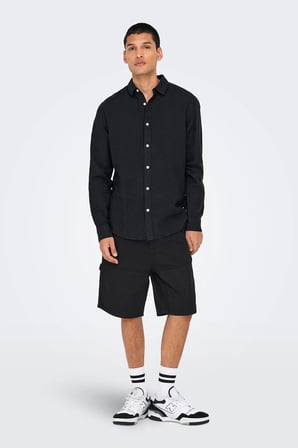 Only & Sons Onscaiden Ls Solid Linen Shirt Noos Erkek Gömlek