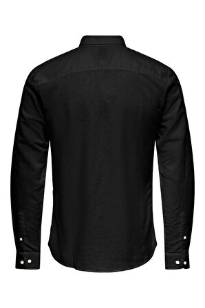 Only & Sons Erkek Onscaiden Slim Fit Keten Gömlek 22012321 Siyah