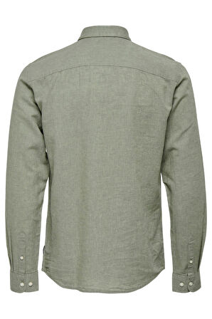 Only & Sons Erkek Onscaiden Slim Fit Keten Gömlek 22012321 Yeşil