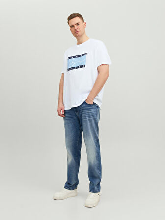 Jack&Jones Büyük Beden Yazılı Kısa Kollu Beyaz Erkek T-Shirt 12237439