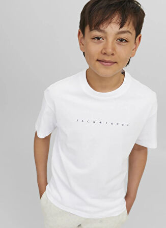 Jack & Jones Baskılı Beyaz Erkek Çocuk T-Shirt 12237435
