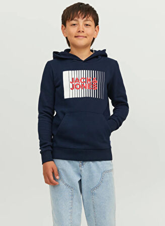 Jack & Jones Baskılı Erkek Çocuk Lacivert Sweatshırt JJECORP LOGO SWEAT HOOD PLAY NOOS J