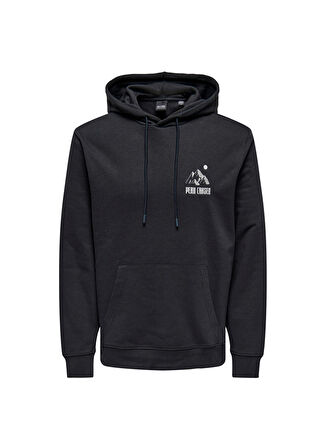 Only & Sons Kapüşon Yaka Lacivert Erkek Sweatshırt 22026412_ONSCARL REG MOUNTAIN SWEAT