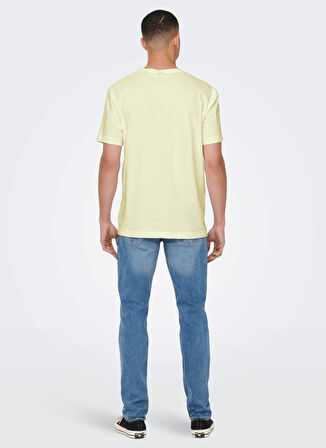 Only & Sons O Yaka Düz Sarı Erkek T-Shirt 22025208_ONSMAX LIFE REG SS STITCH