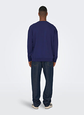 Only & Sons O Yaka Mavi Erkek Sweatshırt 22026422_ONSPEANUTS RLX CREW NECK S