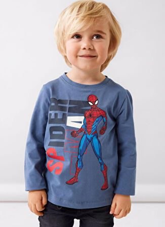 Name İt Mavi Erkek Bebek Bisiklet Yaka Uzun Kollu T-Shirt NMMJANY SPIDERMAN LS TOP NOOS MAR