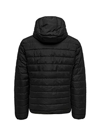 Only & Sons Siyah Erkek Mont ONSBRON HOOD QUILT JACKET OTW VD