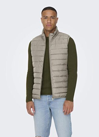 Only & Sons Açık Kahve Erkek Yelek ONSBRON QUILT VEST OTW VD