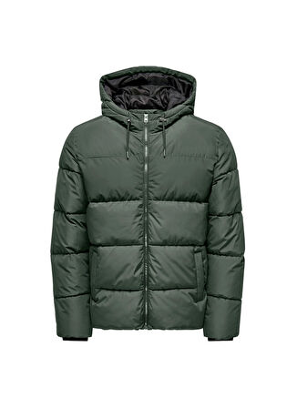 Only & Sons Haki Erkek Mont 22020857_ONSMELVIN LIFE HOOD PUFFER