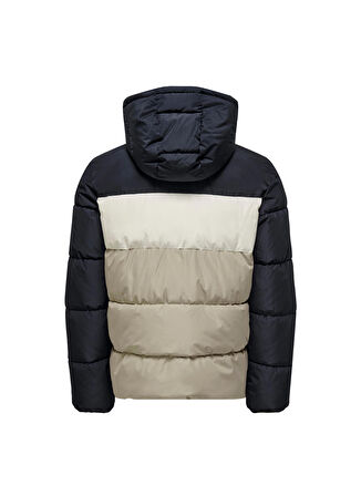 Only & Sons Lacivert Erkek Mont 22020857_ONSMELVIN LIFE HOOD PUFFER