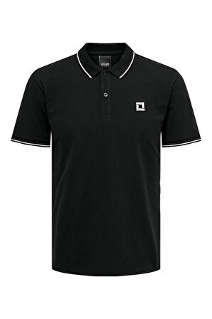 Only & Sons Erkek Onsfletcher Polo Yaka %100 Pamuk T-Shirt 22024827 Siyah
