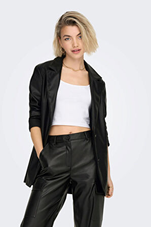 Only Kadın Deri Blazer Ceket 15298242 Siyah