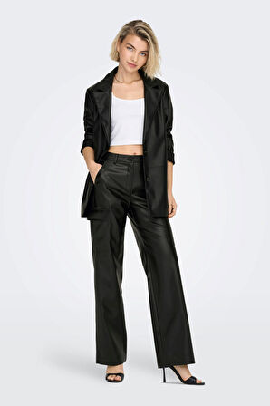 Only Kadın Deri Blazer Ceket 15298242 Siyah