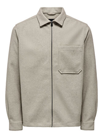 ONSDAL OVR ZIP LS SHIRT Erkek Gri UK Gömlek - 22026312