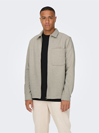 ONSDAL OVR ZIP LS SHIRT Erkek Gri UK Gömlek - 22026312