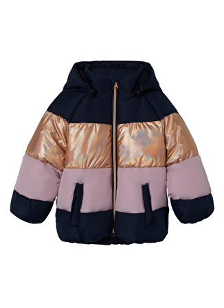 Name İt Lacivert Kız Çocuk Mont NMFMILLE PUFFER JACKET BLOCK FOIL