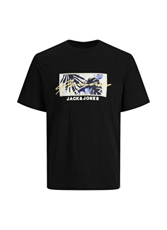 Jack & Jones Bisiklet Yaka Baskılı Siyah Erkek T-Shirt 12234807_JORTULUM BRANDING TEE SS C