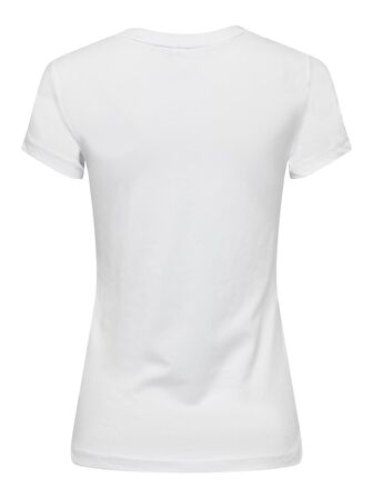 Only O Yaka Regular Fit Beyaz-Sarı Kadın T-Shirt 15291975