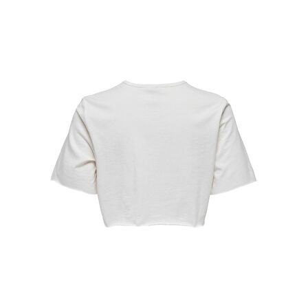 Only Sıfır Yaka Beyaz Kadın Crop T-shirt 15290663