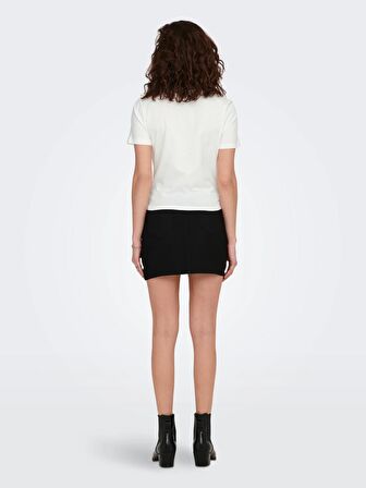 Only Sıfır Yaka Regular Fit Beyaz-Meyve Kadın T-Shirt 15290571
