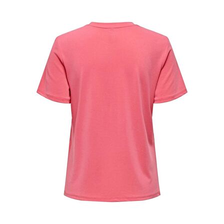 Only Sıfır Yaka Basic Pembe Kadın T-Shirt 15290959