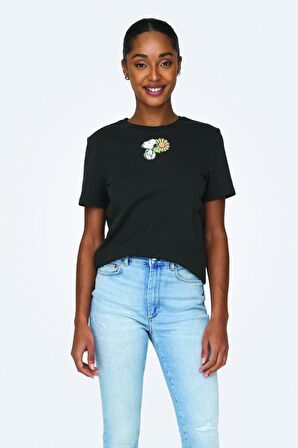 Only O Yaka Antrasit Kadın T-Shirt 15291491
