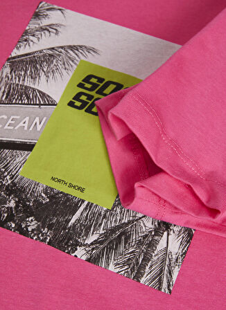 JJXX Bisiklet Yaka Baskılı Pembe Kadın T-Shirt 12234665