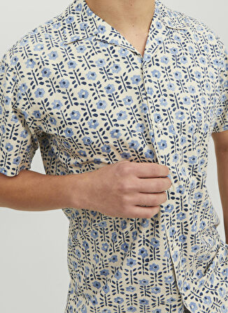 Jack & Jones Normal Mavi Desenli Erkek Gömlek 12234367_JPRBLULANDON PRINT RESORT