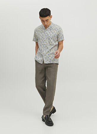 Jack & Jones Normal Mavi Desenli Erkek Gömlek 12234367_JPRBLULANDON PRINT RESORT