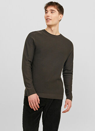 Jack & Jones Bisiklet Yaka Standart Haki Erkek Kazak 12240711_JPRBLAANDERSON KNIT STRUCT