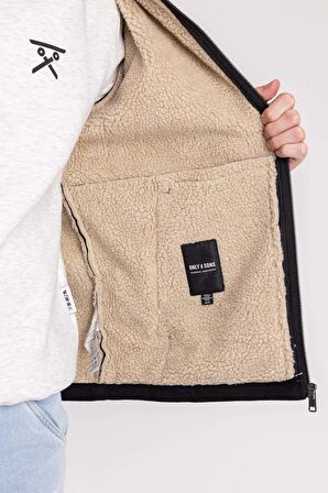 Only & Sons Erkek Onsroyce Suni Deri Süet Ceket 22026162 Siyah