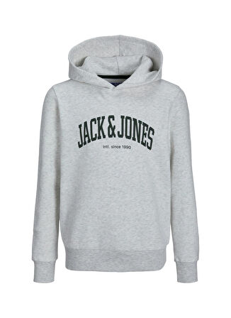 Jack & Jones Baskılı Erkek Çocuk Beyaz Sweatshırt JJEJOSH SWEAT HOOD SN JNR