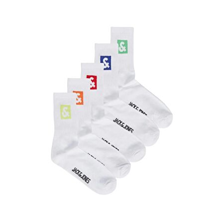 Jack & Jones 12241119 Jacdan Logo Tennis Socks 5 Pack Beyaz &