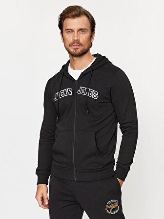 Jack & Jones Erkek Fermuarlı ve Kapüşonlu Sweatshirt - 12241567