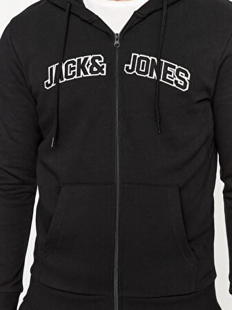 Jack & Jones Erkek Fermuarlı ve Kapüşonlu Sweatshirt - 12241567