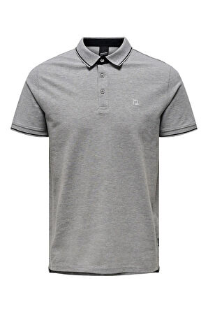 Only & Sons Erkek Onsfletcher Polo Yaka %100 Pamuk T-Shirt 22024827 Gri