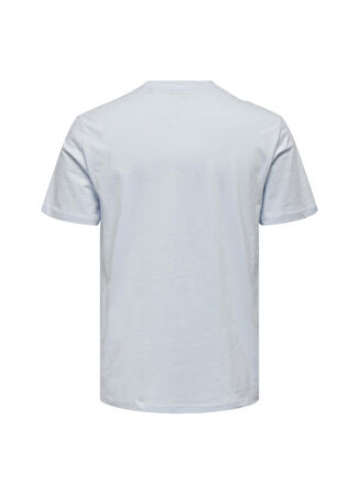 Only & Sons O Yaka Baskılı Mavi Erkek T-Shirt 22026069_ONSWB REG SS TEE