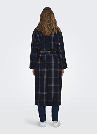 Only Lacivert Kadın Kaban ONLPATRICIA CHECK WOOL COAT OTW