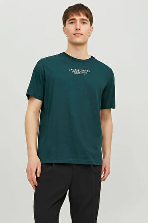 Jack & Jones Erkek Bisiklet Yaka Logo Baskılı T-shirt - 12217167