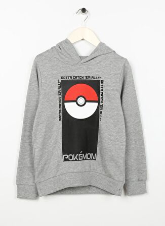 Name İt Erkek Çocuk Gri Melanj Sweatshırt NKMJALTE POKEMON SWEAT WH BRU NO