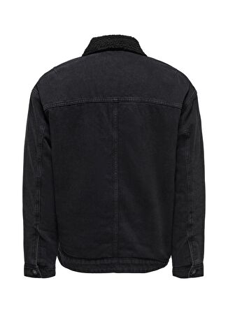 Only & Sons Normal Siyah Erkek Ceket ONSRICK OVZ BLACK 6942 TEDDY DNM JA