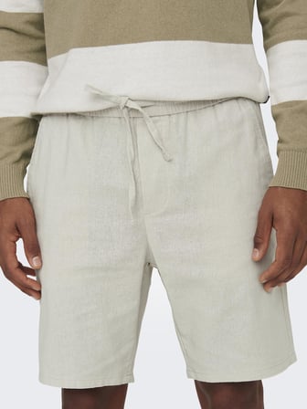 ONSLINUS 0007 COT LIN SHORTS NOOS Erkek Gri Şort - 22024967