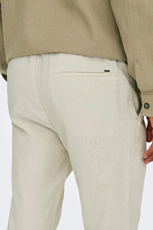 Only & Sons Erkek Onslinus Beli Lastikli Keten Pantolon 22024966 Bej