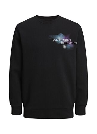 Jack & Jones Bisiklet Yaka Siyah Erkek Sweatshırt 12242181_JCONEBULAS SWEAT CREW NECK