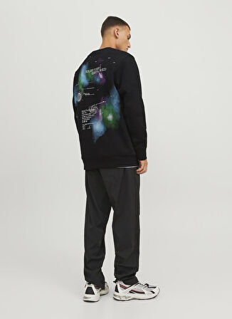 Jack & Jones Bisiklet Yaka Siyah Erkek Sweatshırt 12242181_JCONEBULAS SWEAT CREW NECK