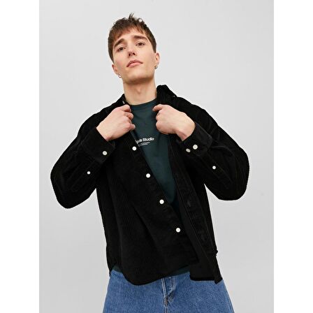 Jack&Jones Oversize Siyah Erkek Gömlek 12239321