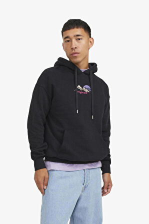 Jack & Jones Jorsılverlake Erkek Siyah Sweatshirt 12242357-Black
