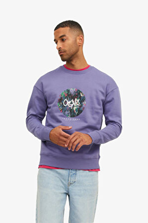 Jack & Jones Jorsılverlake Sweat Crew Neck Ln Erkek Mor Sweatshirt 12242366-Purple