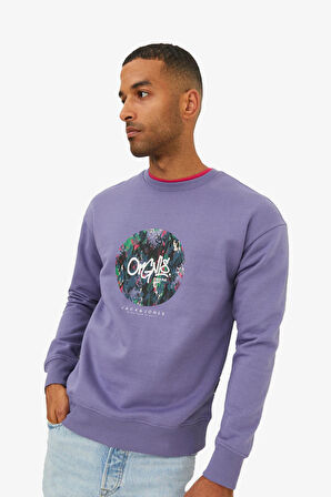 Jack & Jones Jorsılverlake Sweat Crew Neck Ln Erkek Mor Sweatshirt 12242366-Purple