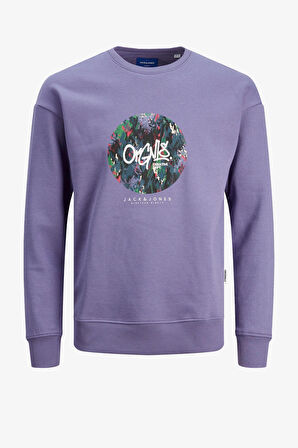 Jack & Jones Jorsılverlake Sweat Crew Neck Ln Erkek Mor Sweatshirt 12242366-Purple